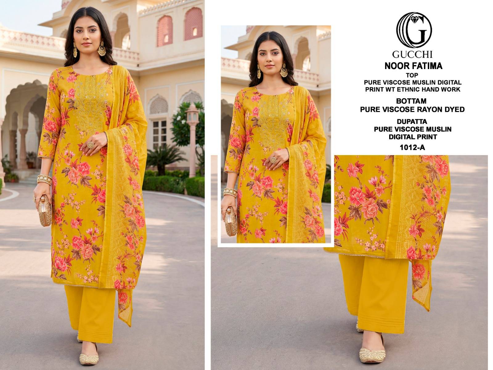 NOOR FATIMA VOL1012 BY GUCCHI Stylish Beautiful Colourful ROMAN SILK PRINT Dresses At Wholesale Price